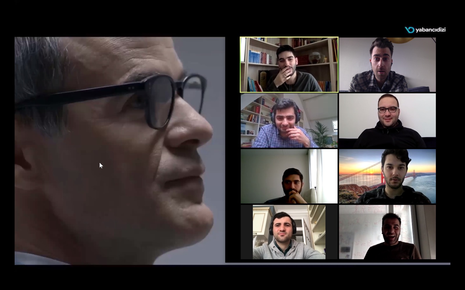 An online Cine Community session with participants on a video call